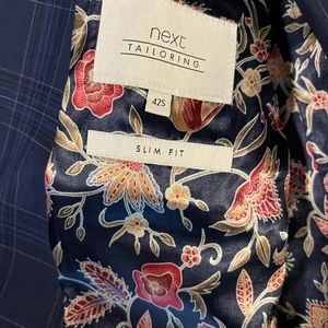 Next Suit - Blue Green Plaid 42S Slim Jacket and 34 Slim Pants